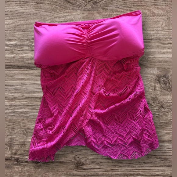 Vince Camuto Dragon Fruit Crochet Draped Tankini M - Picture 2 of 15